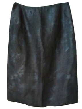 Linda Allard Ellen Tracy Indigo Blue Tie Dye Ink Look Pencil Skirt Knee Length